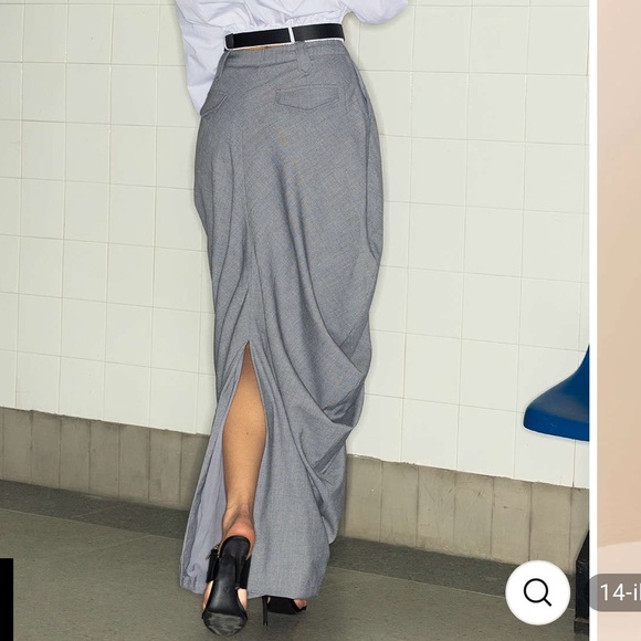 ✨Statement MICAS High Rise Gray Maxi Skirt With Avant-Garde ,Sculptural Draping - Picture 7 of 13